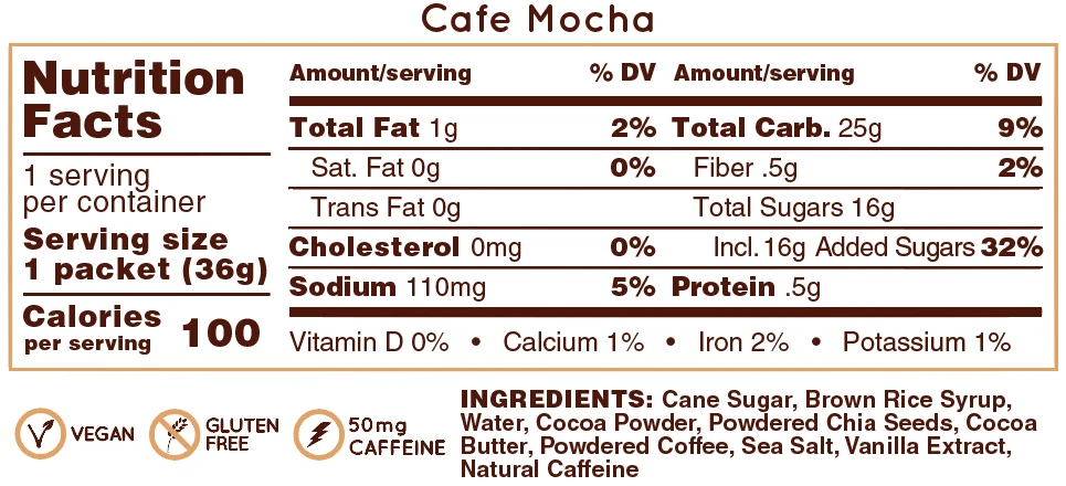 HUMA Chia Energy Gel - Mocha (Caffeinated) (4pk) 4 HUMA Chia Energy Gel - Mocha (Caffeinated) (4pk) - Image 2
