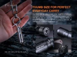 FENIX E02R Rechargeable Everyday Flashlight - 200 Lumens -The Trail Runner Shop E02R flashlight size