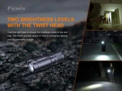 FENIX E02R Rechargeable Everyday Flashlight - 200 Lumens -The Trail Runner Shop E02R flashlight twist head