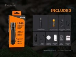 FENIX LD30 Rechargeable Flashlight - 1,600 Lumens -The Trail Runner Shop Fenix LD30 inlcuded wBattery