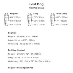 BIG AGNES Lost Dog 30˚F/-1˚C Sleeping Bag -The Trail Runner Shop sizing LostDog b329bdd6 e328 4f16 9346 24a91a7783b4